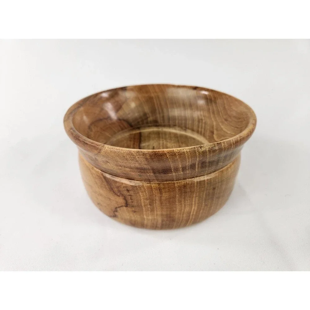Vintage Hickory Hand Turned Wood Bowl‎ Hardwood Stained Wooden Nuts Fruit Decor